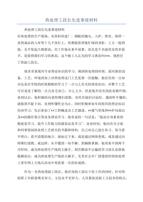 热处理工段长先进事迹材料