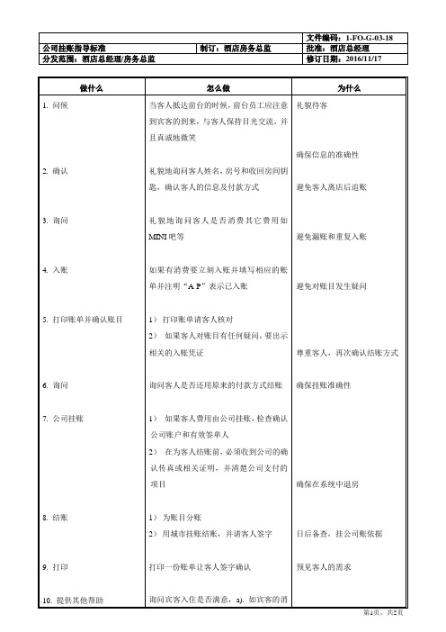 公司挂账指导标准