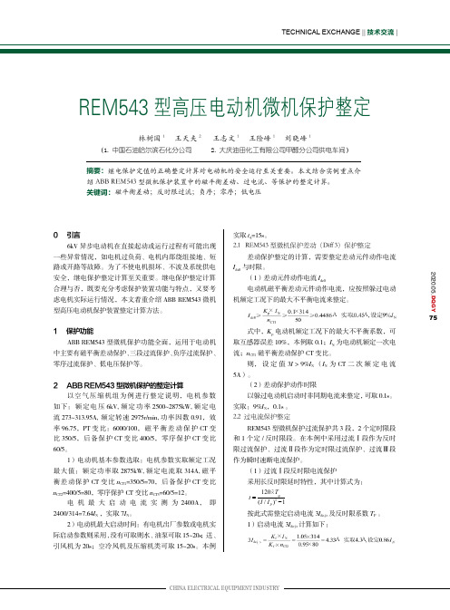 REM543 型高压电动机微机保护整定