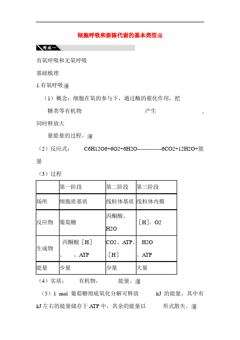 最新高中生物-高三生物细胞呼吸和新陈代谢的基本类型 