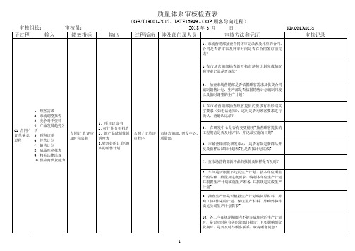 COP顾客导向过程--内审检查表