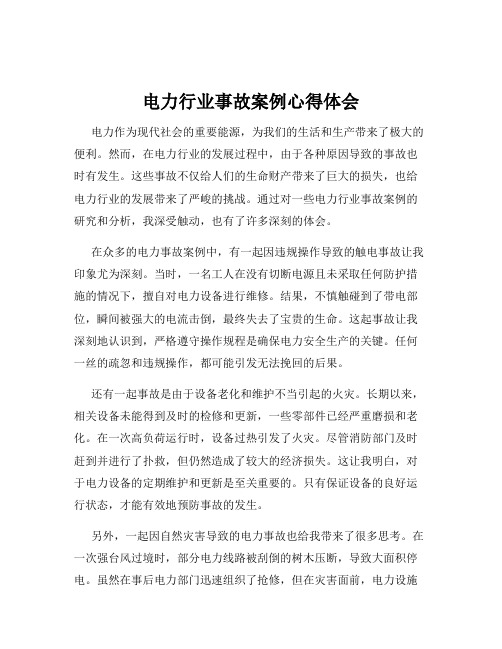 电力行业事故案例心得体会