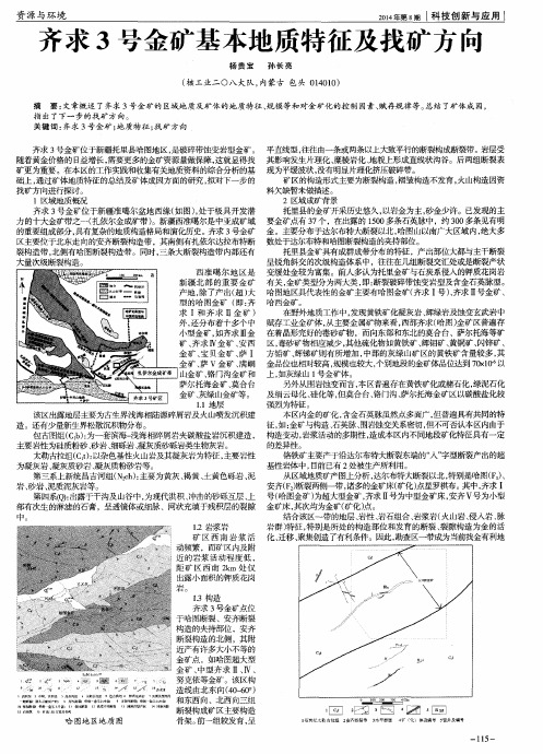 齐求3号金矿基本地质特征及找矿方向