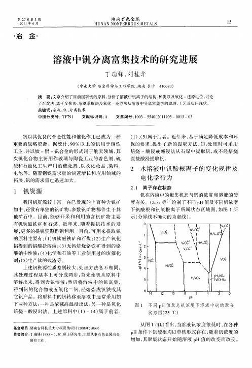 溶液中钒分离富集技术的研究进展