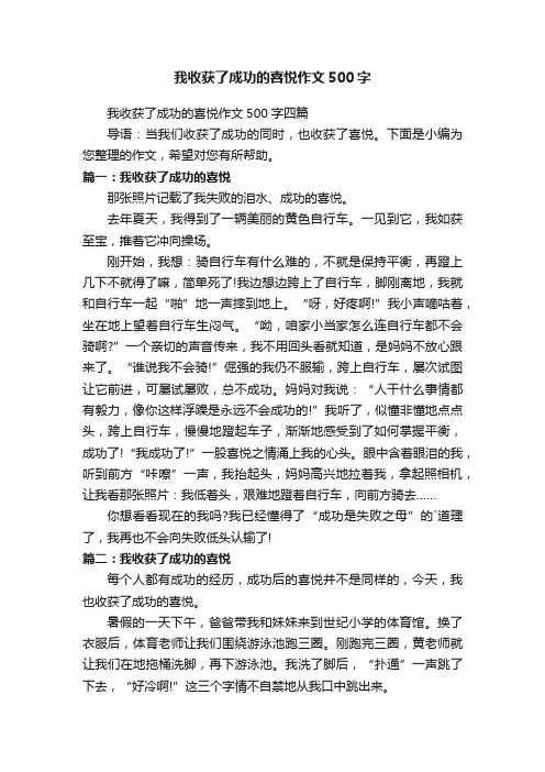 我收获了成功的喜悦作文500字