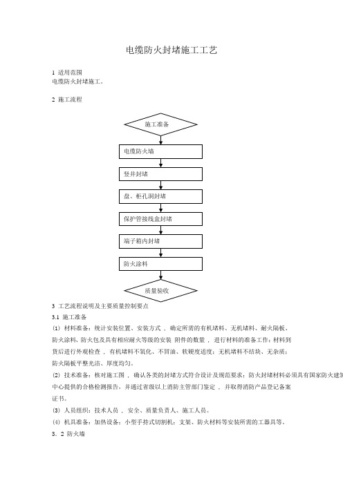 电缆防火封堵施工工艺方案和作业指导书