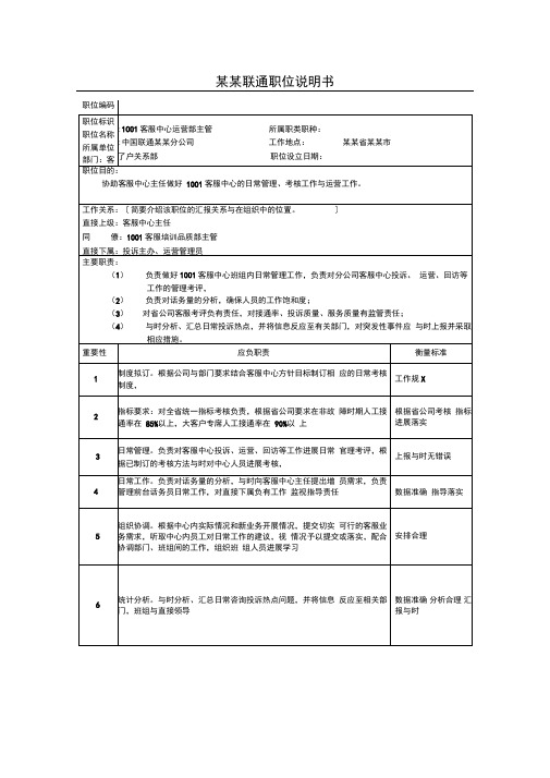 1001职位说明书