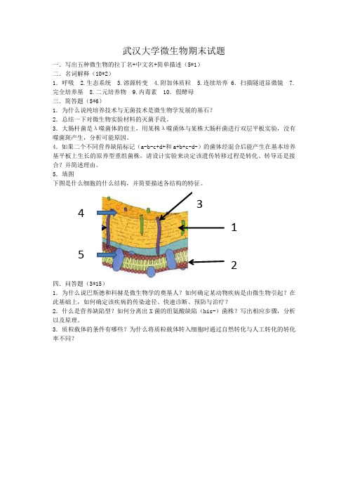 武汉大学微生物期末试题