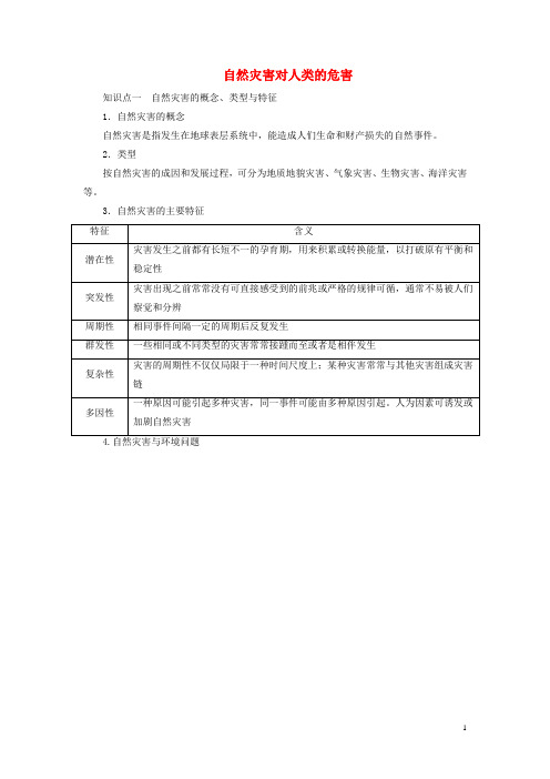 高中地理4.4自然灾害对人类的危害课堂互动与探究湘教版必修1
