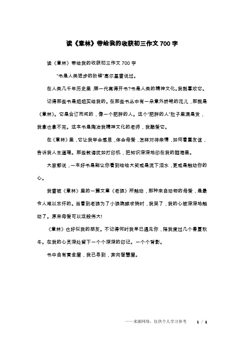 读《意林》带给我的收获初三作文700字