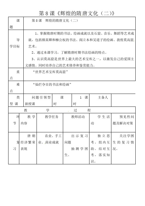 人教版初中历史七年级下册《8 辉煌的隋唐文化(二)》word教案 (5)