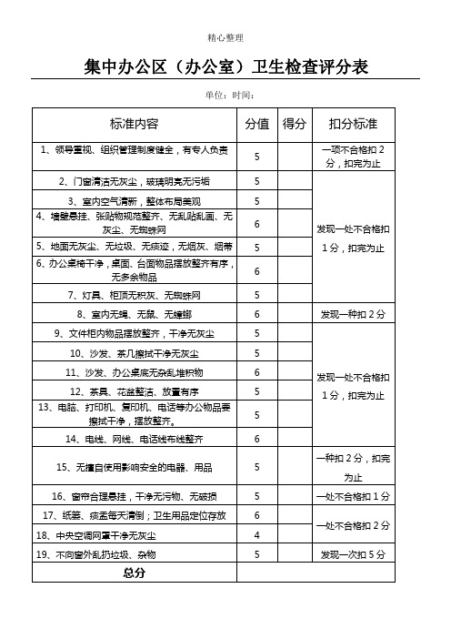 卫生检查评分表格模板