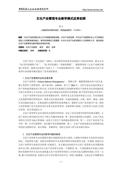 文化产业管理专业教学模式改革初探