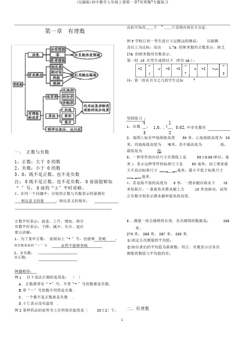 (完整版)初中数学七年级上册第一章《有理数》专题复习