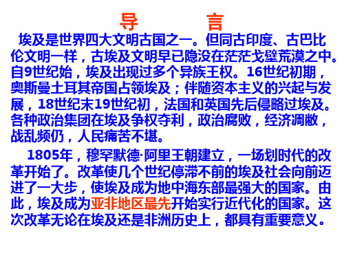 18世纪末19世纪初的埃及和穆罕默德·阿里改革的主要内容教学课件