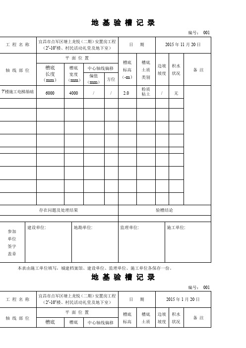 塔吊地基验槽记录