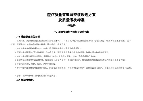 医疗质量管理与持续改进相关目标及质量考核标准(检验科)-推荐下载