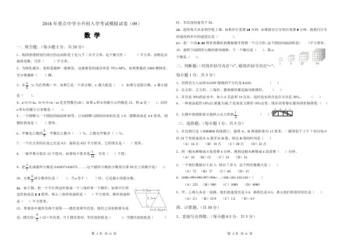 2018年重点中学小升初入学考试试卷09