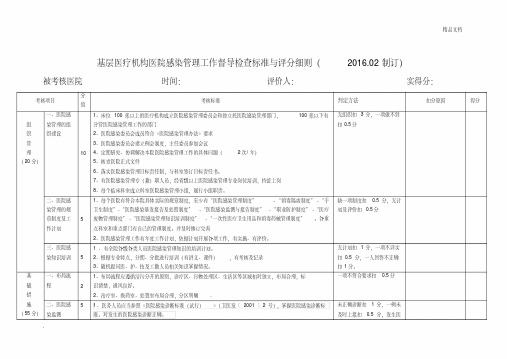 基层医疗机构医院感染管理工作督导检查标准与评分细则