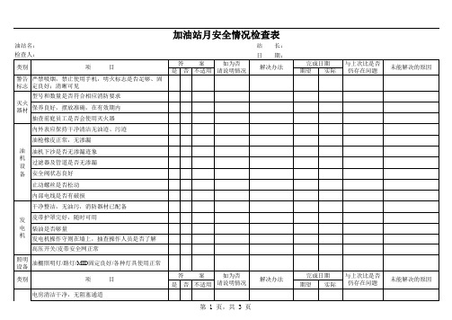 月安全情况检查表(每月一次)