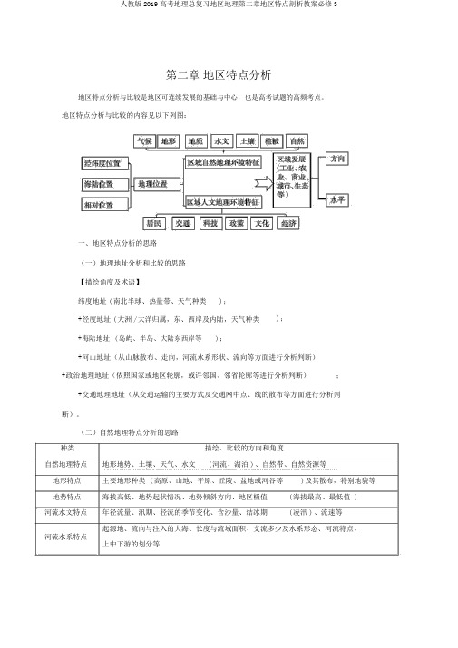 人教版2019高考地理总复习区域地理第二章区域特征分析学案必修3