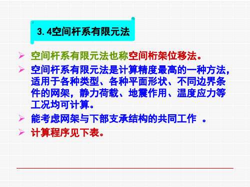 空间杆系有限元法也称空间桁架位移法.