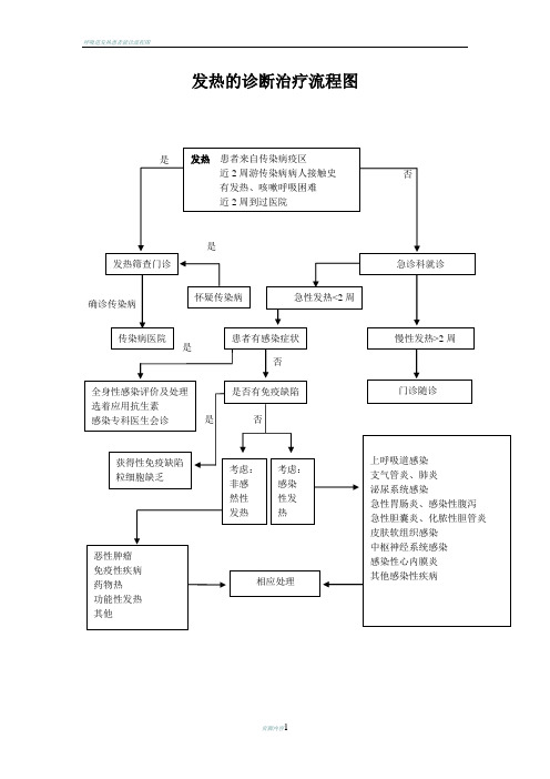 发热的诊断治疗流程图