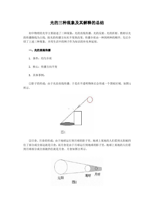 光的三种现象及其解释的总结