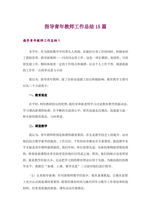 指导青年教师工作总结15篇