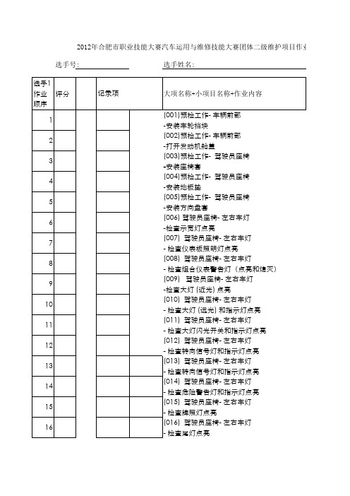 汽车二级维护作业表1