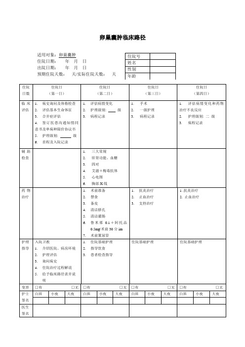 (完整版)卵巢囊肿临床路径