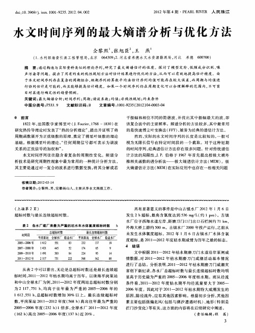 水文时间序列的最大熵谱分析与优化方法