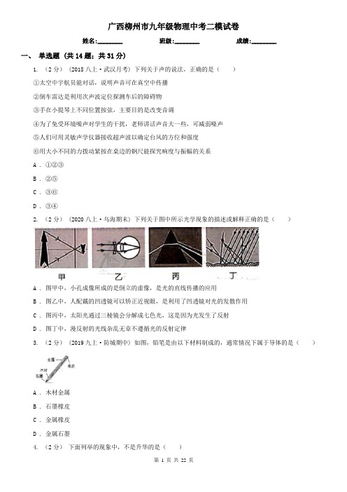 广西柳州市九年级物理中考二模试卷