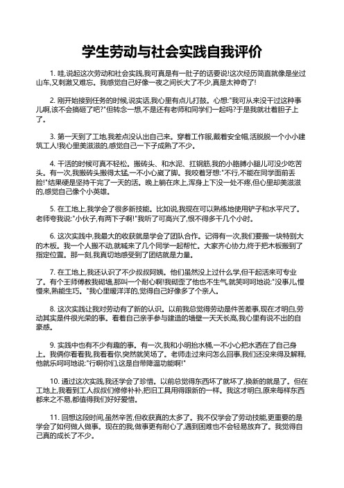 学生劳动与社会实践自我评价