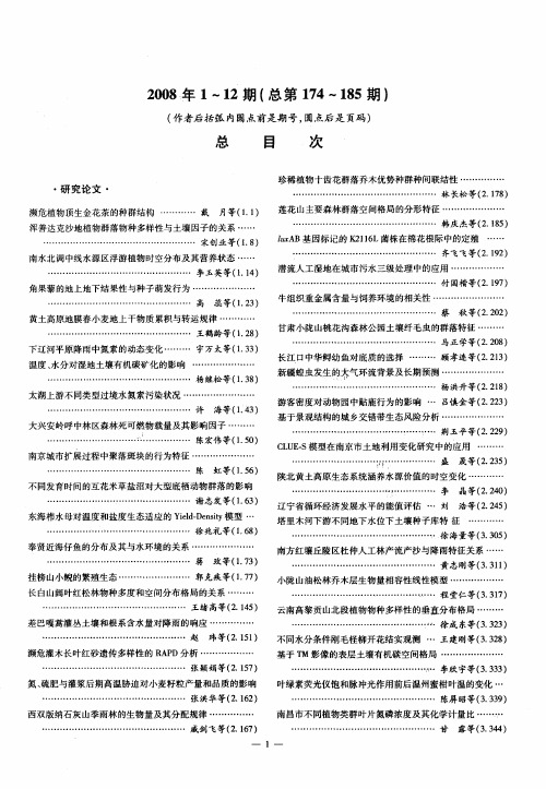 2008年1—12期(总第174—185期)总目次