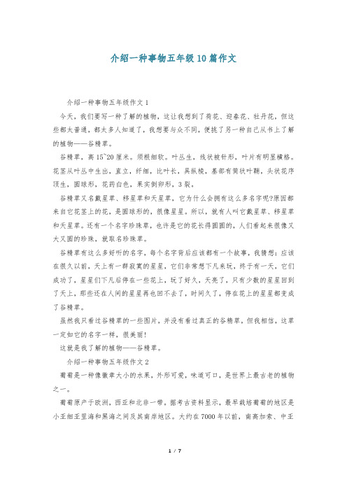 介绍一种事物五年级10篇作文