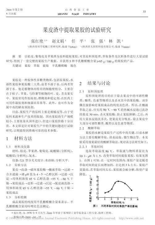 11111果皮渣中提取果胶的试验研究