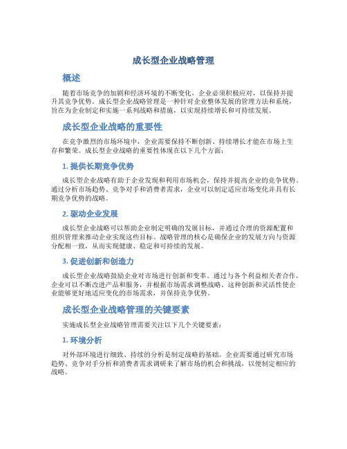 成长型企业战略管理