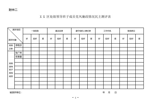 班子成员民主测评表