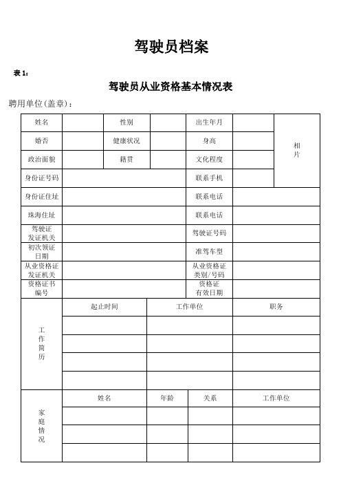 驾驶员档案表