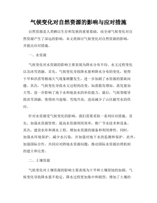 气候变化对自然资源的影响与应对措施