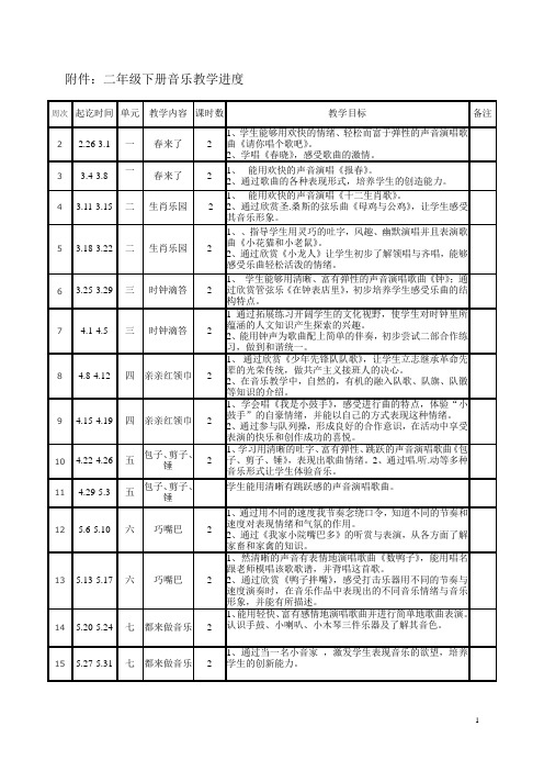苏教版二下音乐教学计划(新)