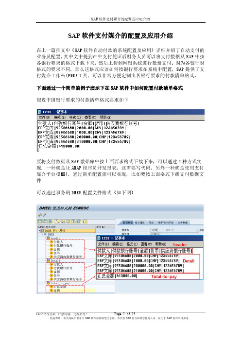 SAP软件支付媒介的配置及应用介绍