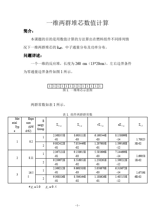 一维两群堆芯数值计算