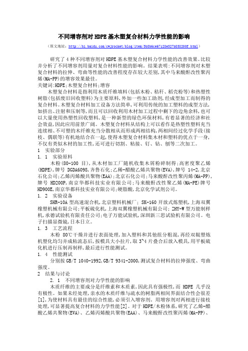 不同增容剂对HDPE基木塑复合材料力学性能的影响