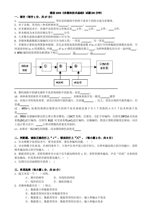 2003《多媒体技术基础》试题