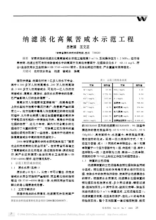 纳滤淡化高氟苦咸水示范工程