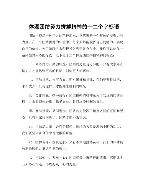 体现团结努力拼搏精神的十二个字标语