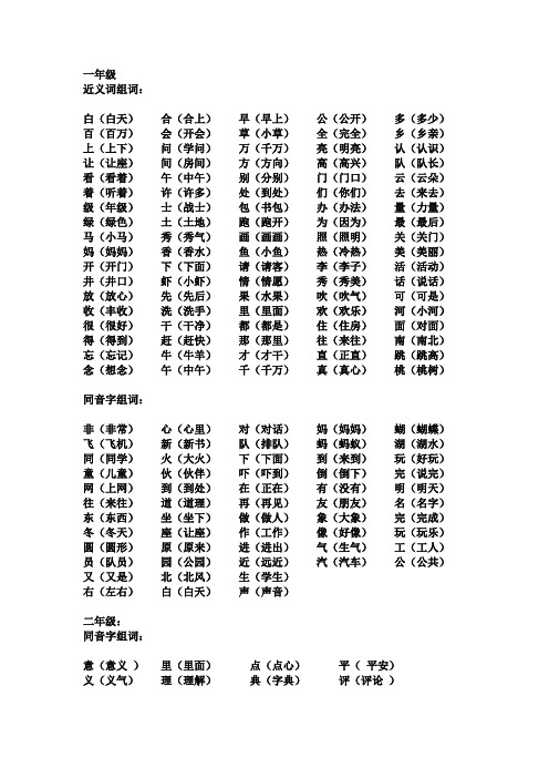 5年级人教版语文同音字、形近字组词