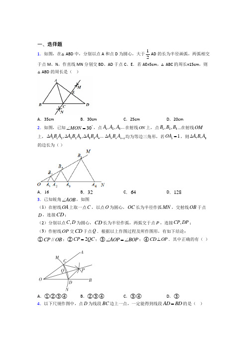 苏州金鸡湖学校八年级数学上册第十三章《轴对称》经典练习卷(答案解析)